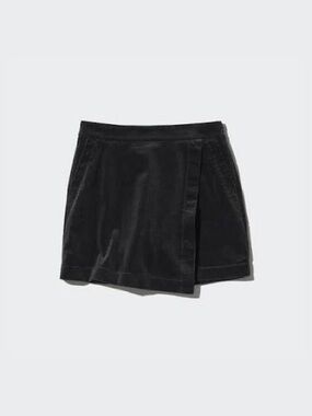Uniqlo Black Velvet Wrap Mini Skirt
